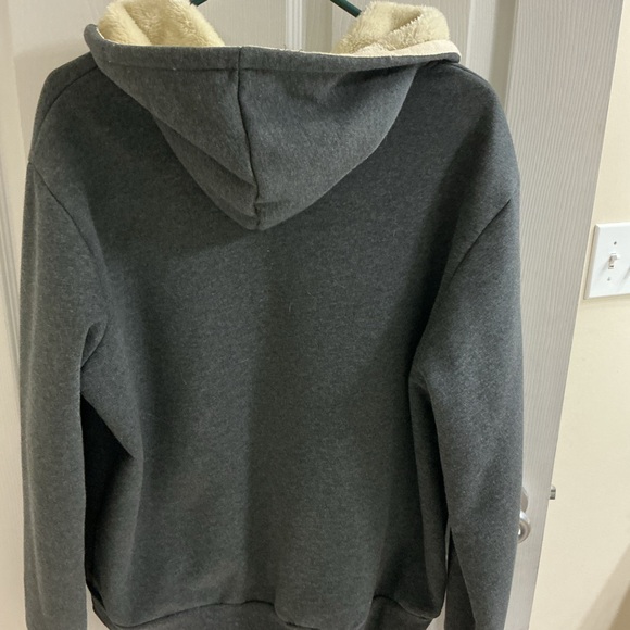 YeoKou Women's Gray Fleece Lined Hoodie Jacket, XL EUC - Picture 2 of 2